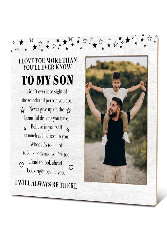 BXVRT Son Photo Frame, Gifts For Son From Mother Father, To My Son Wooden Picture Frame Gifts For Birthday Christmas Graduation, Love Quote Frame Family Gifts For Home Decor -122 - Image 1
